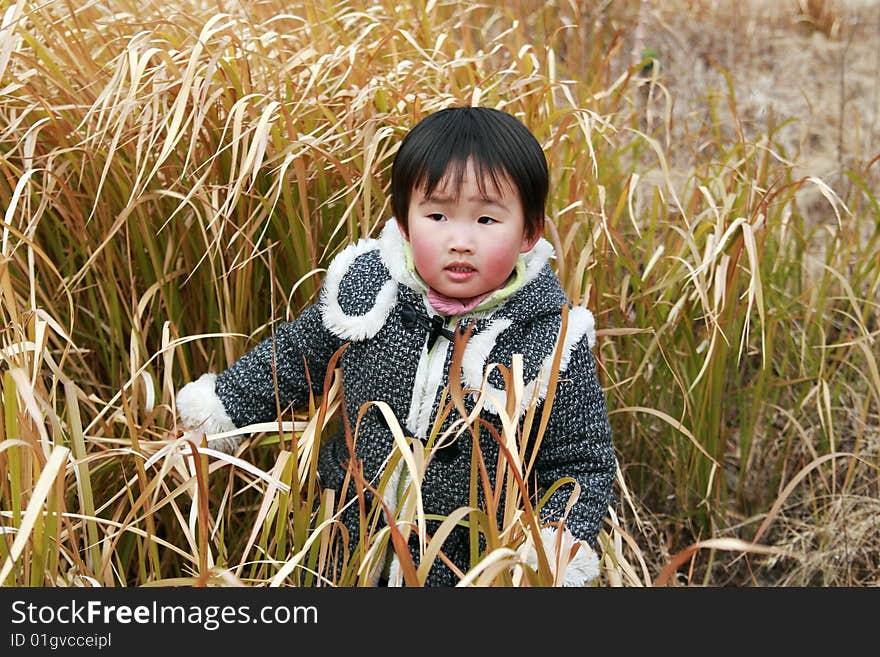 Chinese little child in the jieyang park