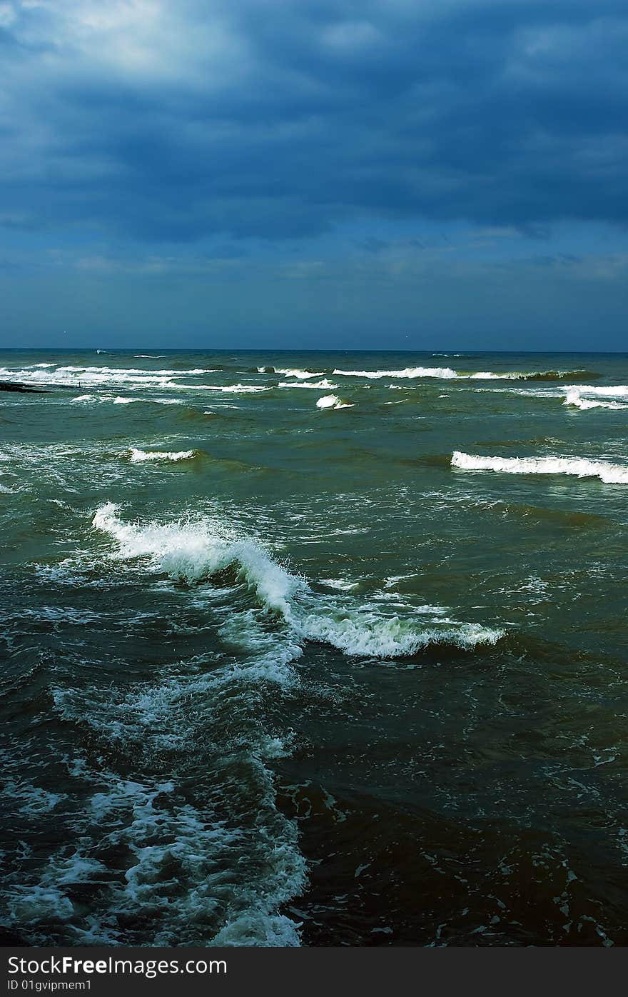 Vertical seascape of dramatic Mediterranean Sea