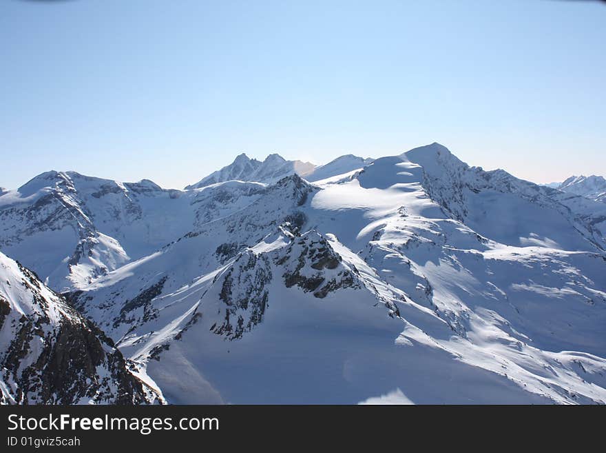 Austria. Mountains. The Alpes.Snow. The sun.