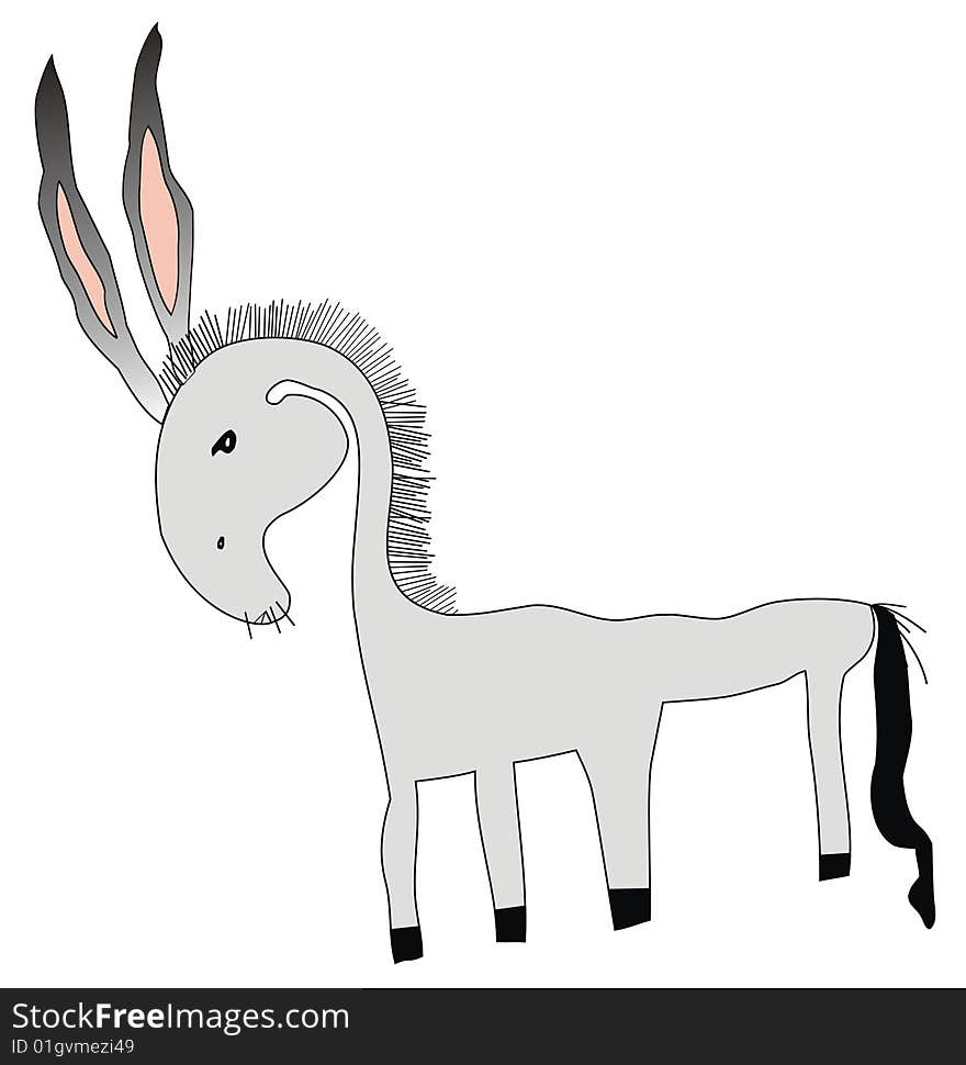 Donkey - kid drawing vector illustration