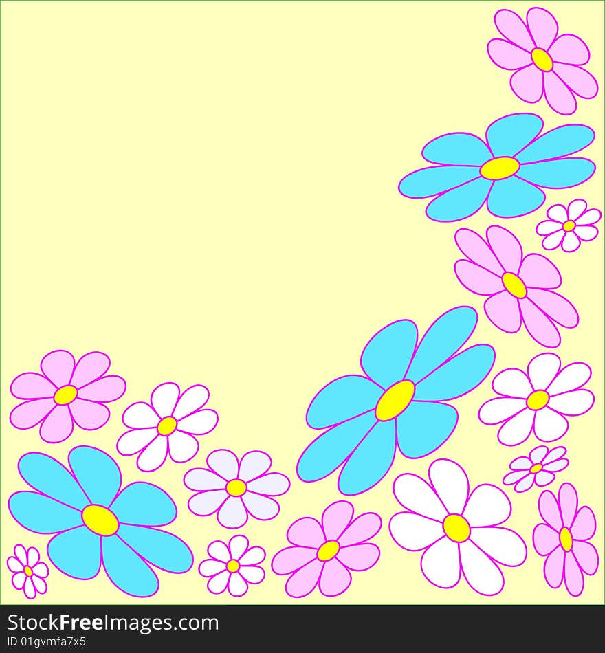 Abstract spring floral pattern on yellow. Abstract spring floral pattern on yellow