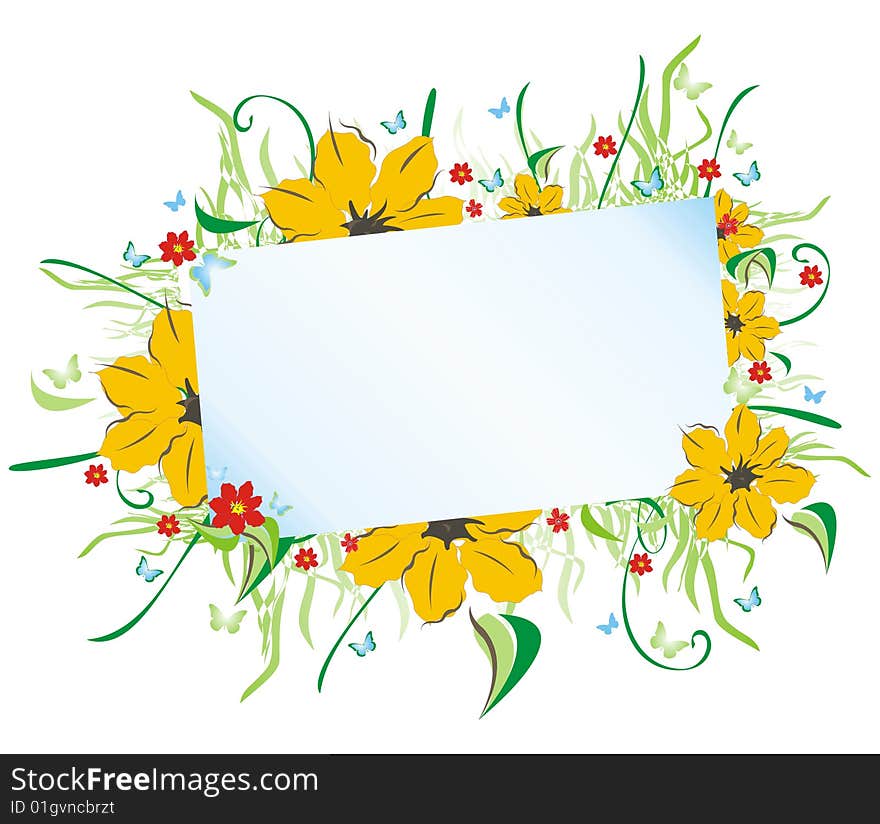 Floral frame isolated on white background