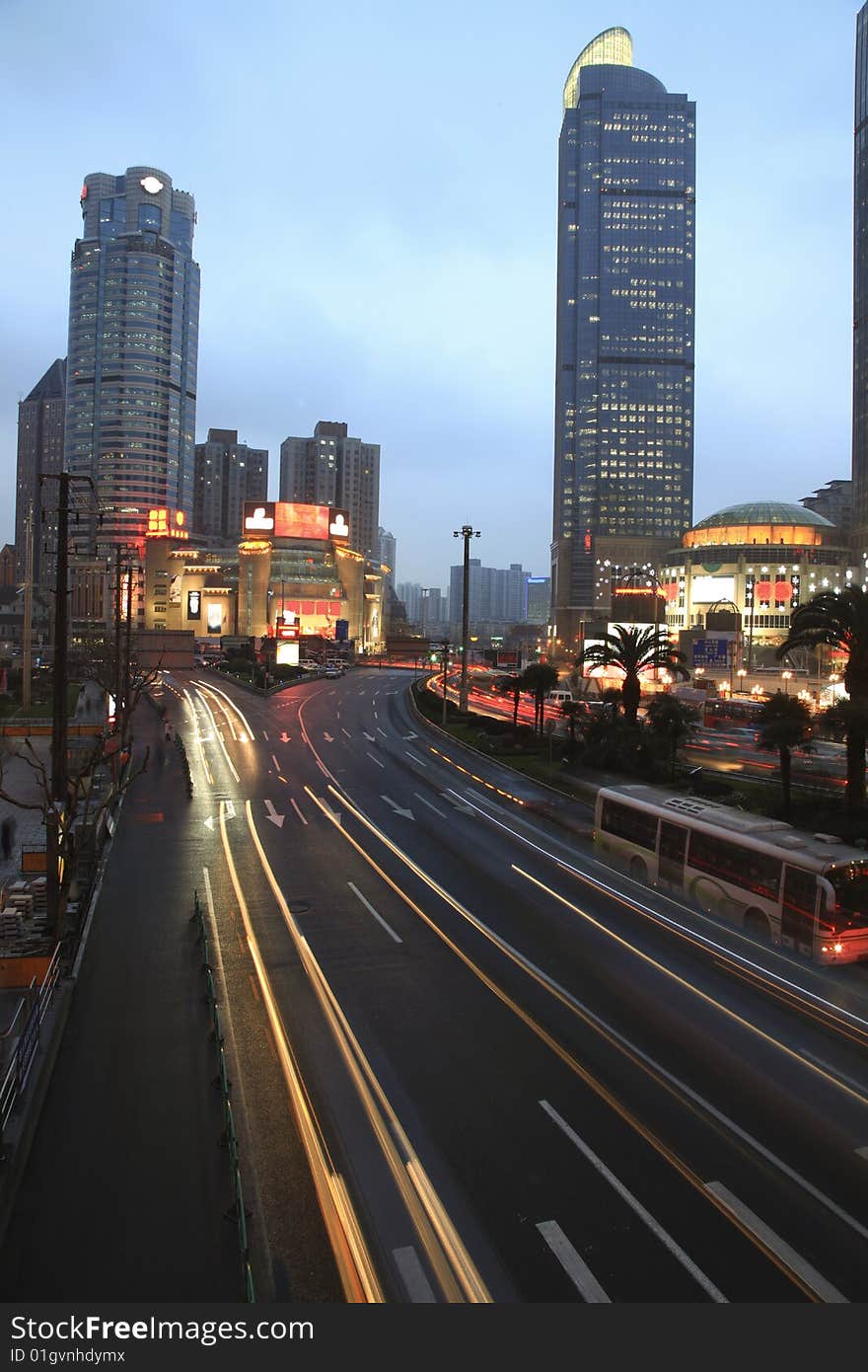 The night view of shanghai china. The night view of shanghai china.