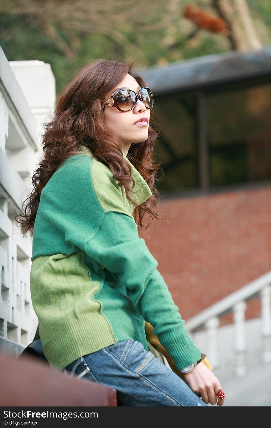 Young asian women with glass