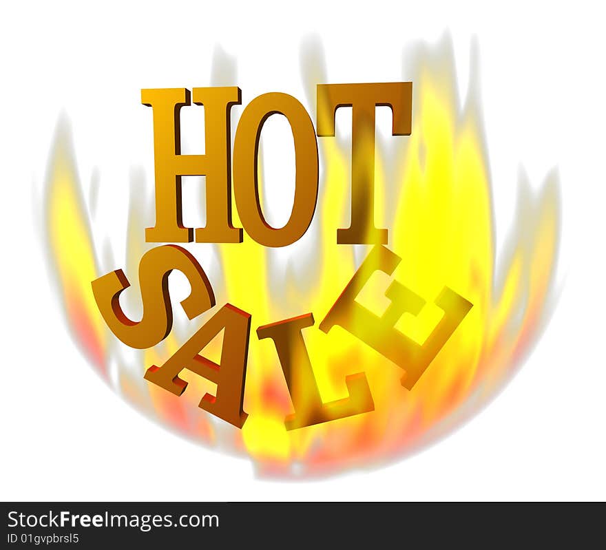 Illustration of the words Hot Sale surrounded by flames