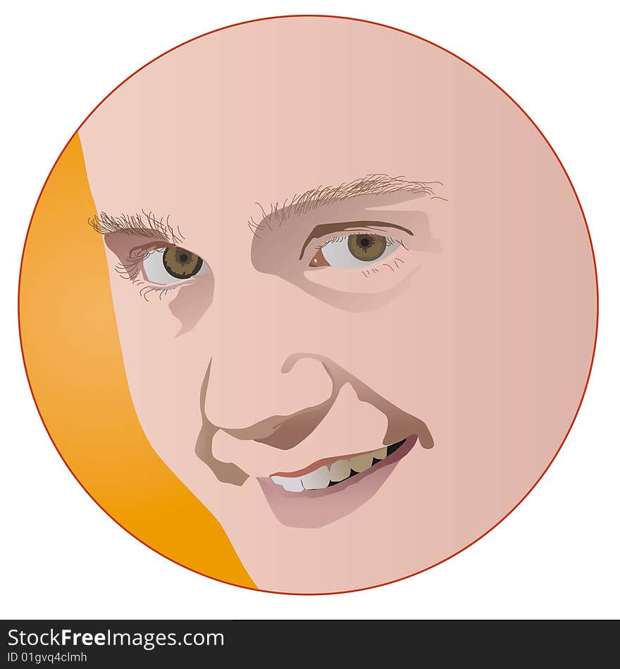 Illustration of man's smiling face inside of a circle