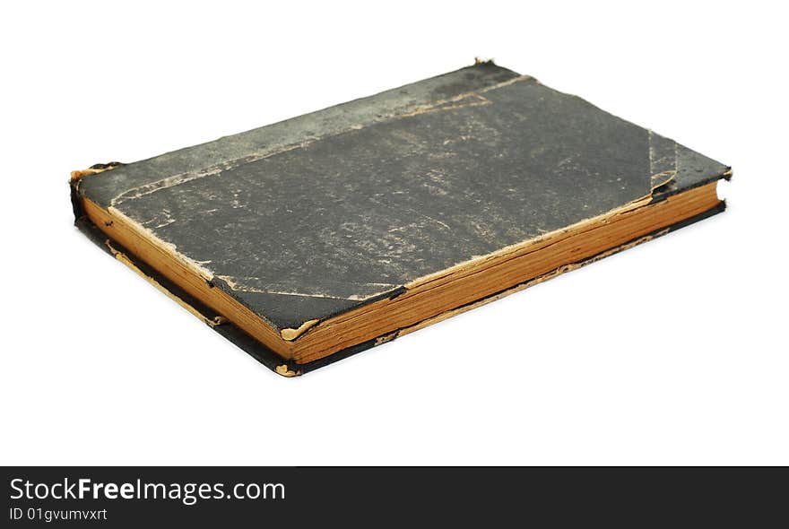 Black old book isolated on white