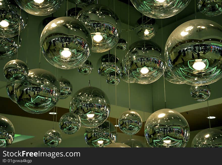 This photograph represent green christmas decoration balls