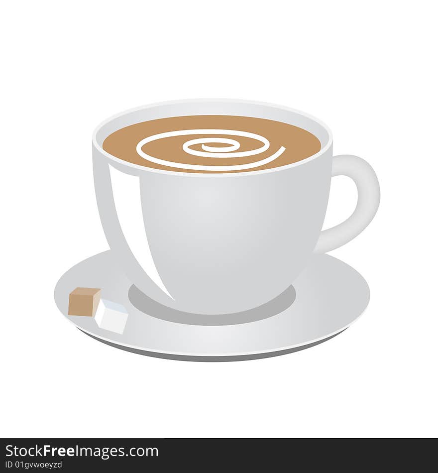 Coffee cup with aroma steam on a white background. Vector illustration.