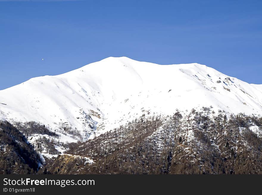 Winter landscape with mountains and snow