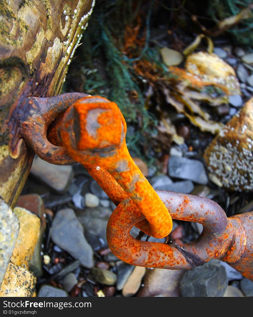 Rusted tools of an old wreckage boat