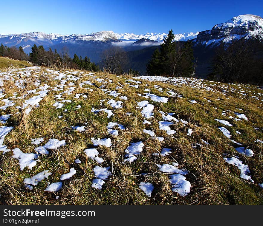 Mountains landscape at fall in the french alps (chartreuse)