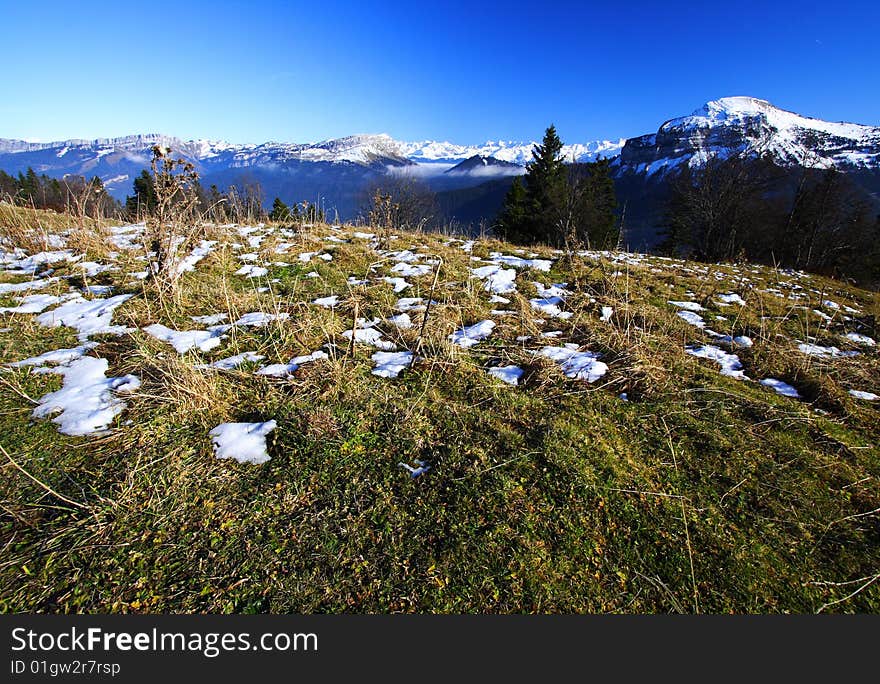 Mountains landscape at fall in the french alps (chartreuse)