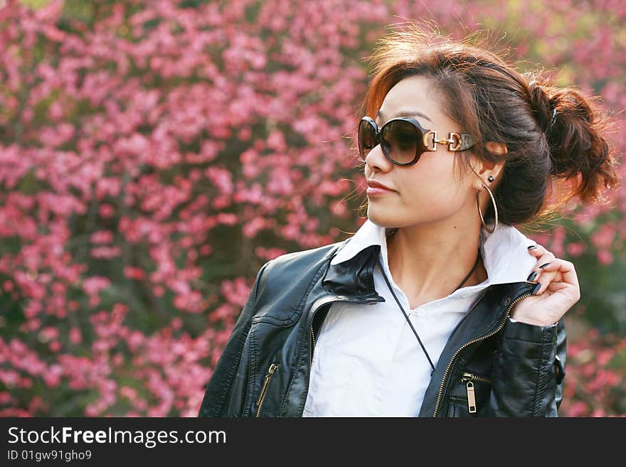 Young beautiful asian women outside. Young beautiful asian women outside