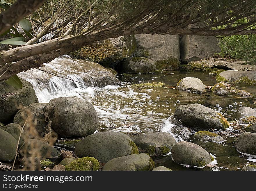 Waterfall in the Japanese garden