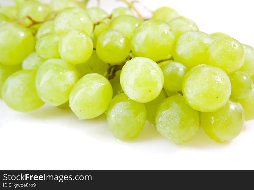 Wet white grapes