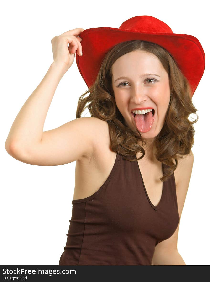 The girl in the red hat in a great mood