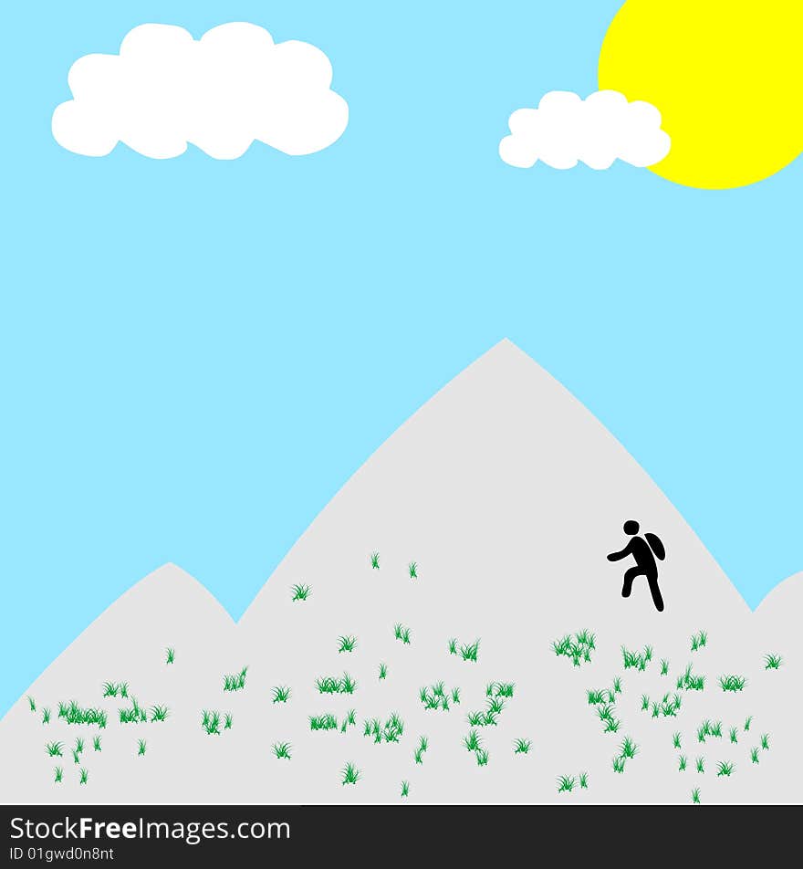 Spring sunny illustration of climber. Spring sunny illustration of climber