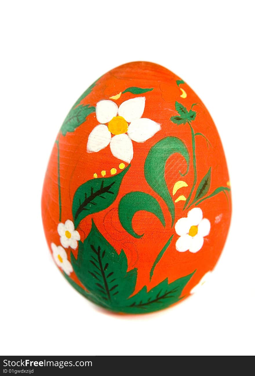 Decorated egg for easter on white ground