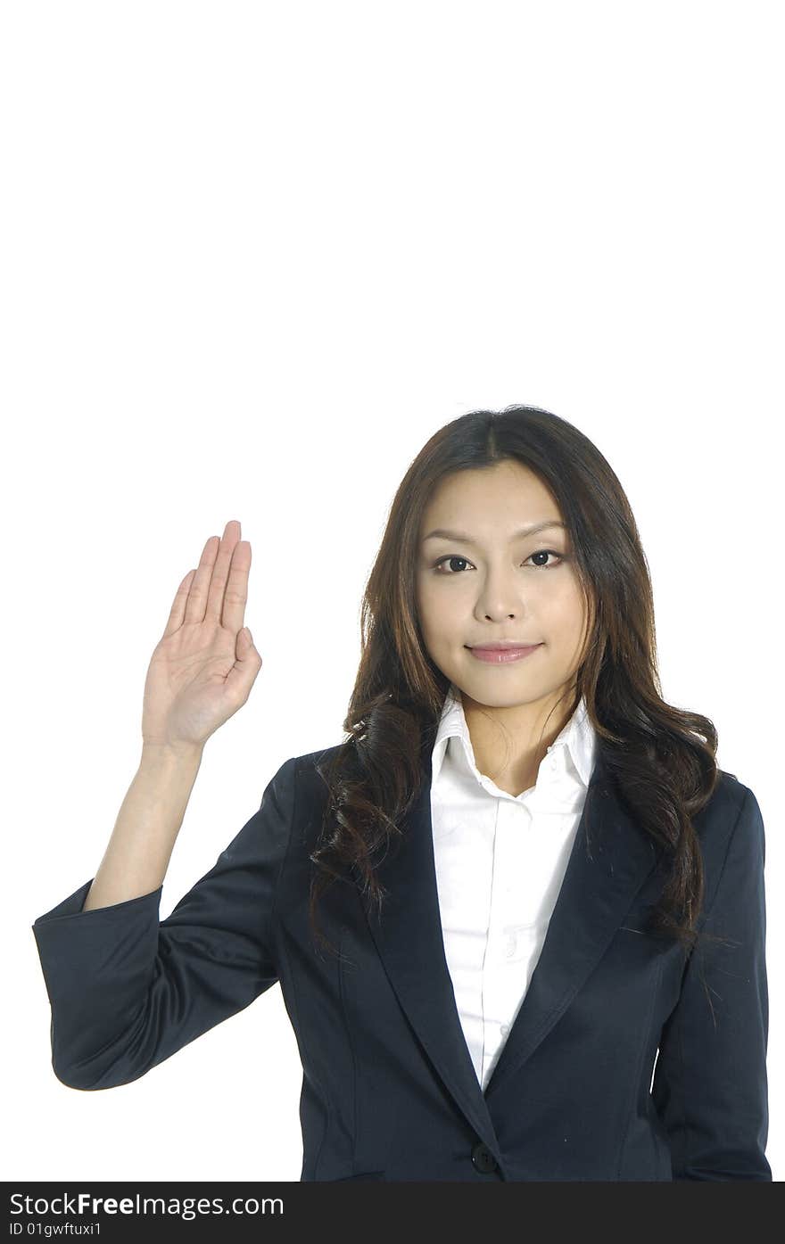 Asian beauty  presentation posing on white