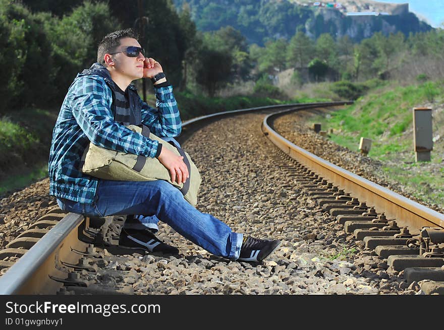 Men waiting for the train