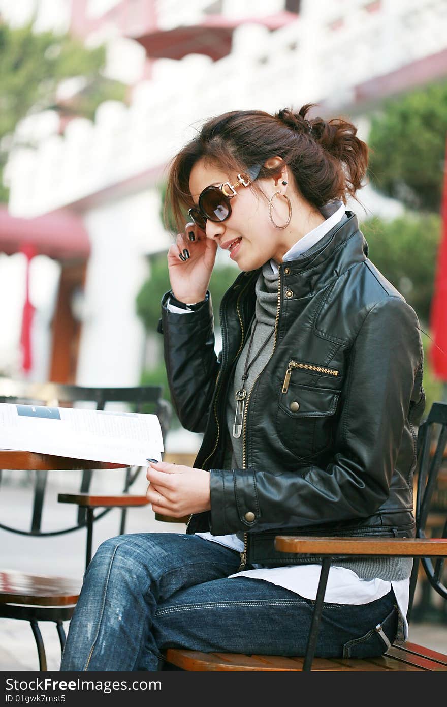 Young asian women reading book