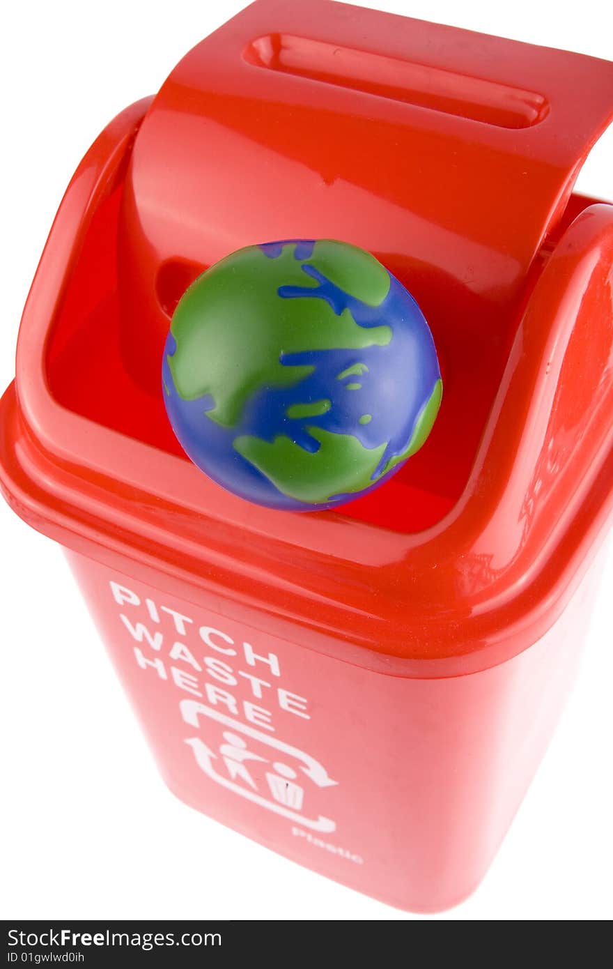 A globe chuck recycling bin. A globe chuck recycling bin