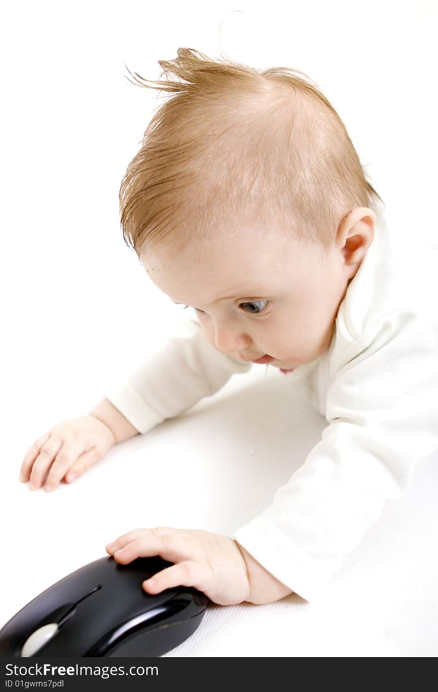 Baby playing on white background. Baby playing on white background