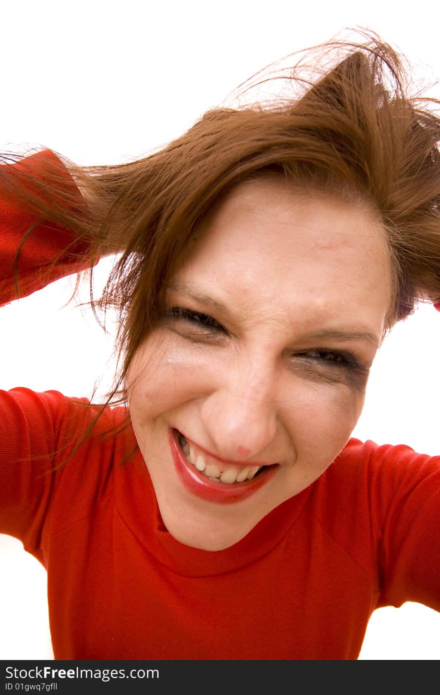 Dirty woman on white background. Dirty woman on white background