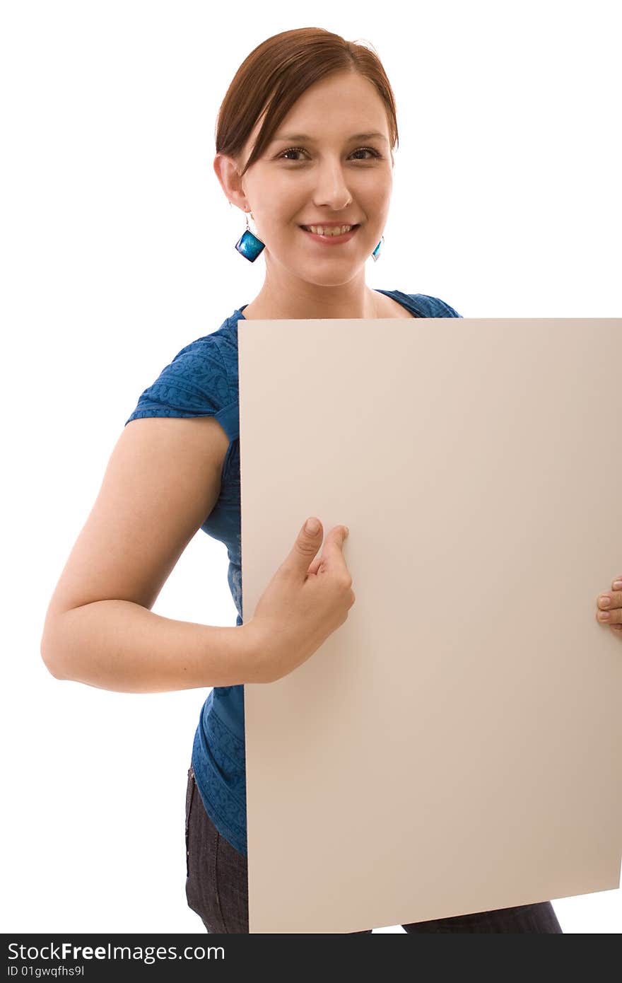 Woman with the white banner. Woman with the white banner