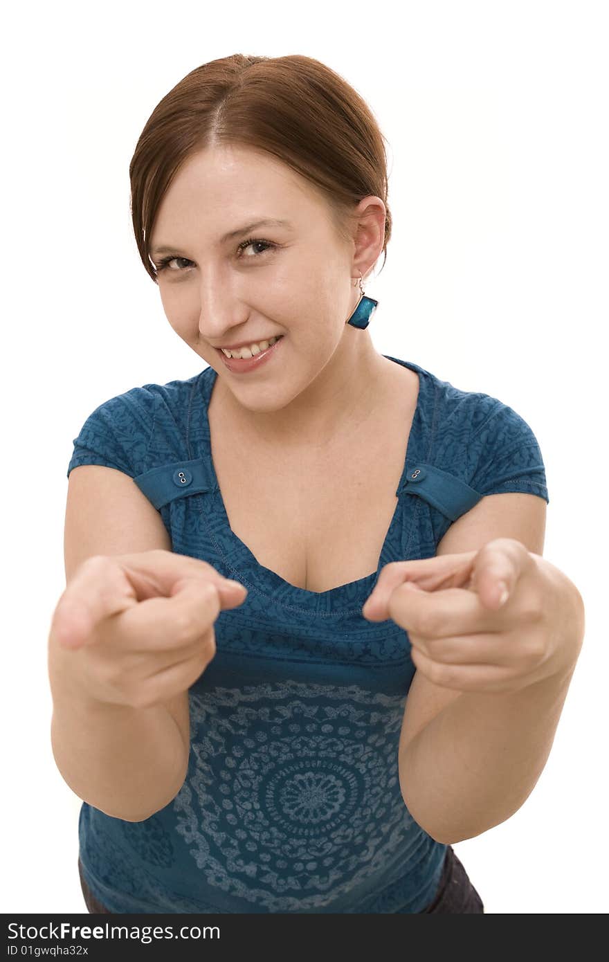 Woman on a white background