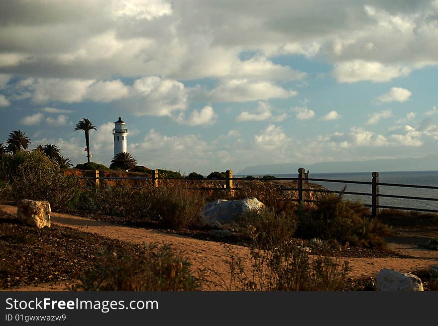 A trail along the cliffs near the historic Point Vicente lighthouse in Rancho Palos Verdes, California.