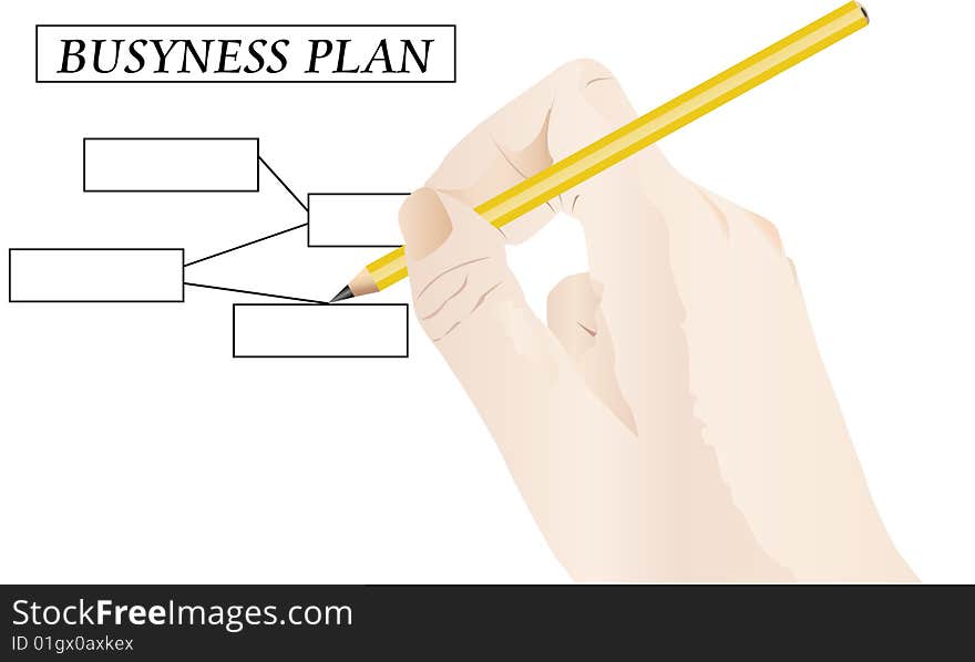 Hand drawing busyness plan with a yellow pencil