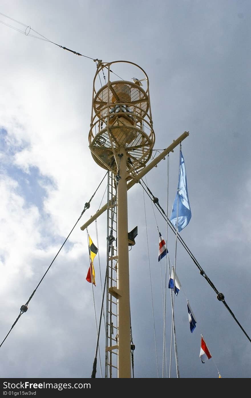 The light mast of an older vessel.