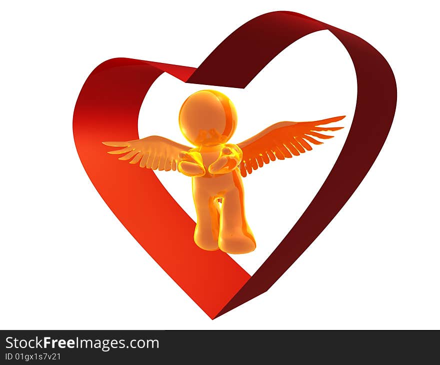 Shiny angel of romance and love figure. Shiny angel of romance and love figure