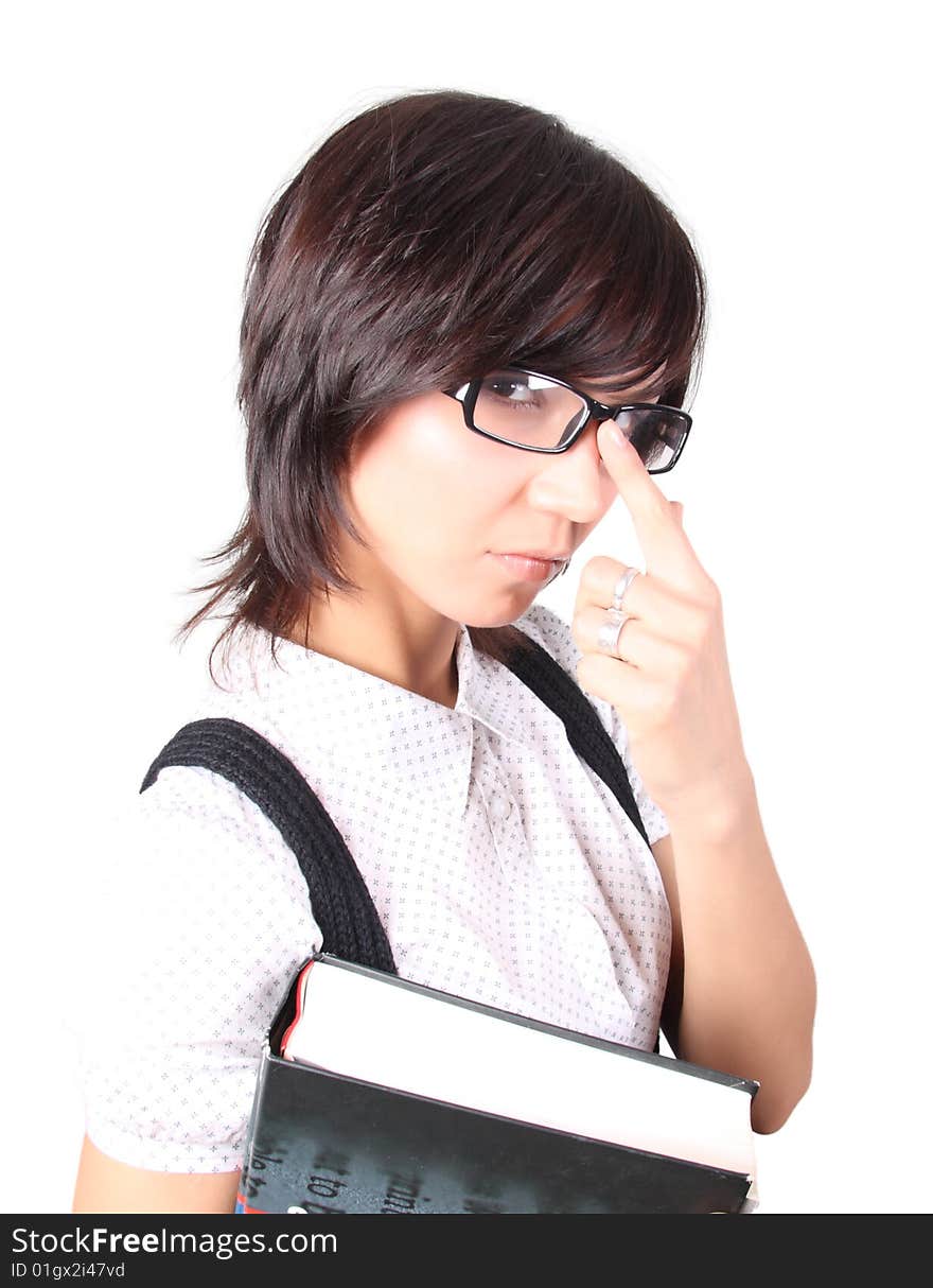 Attractive student with big book