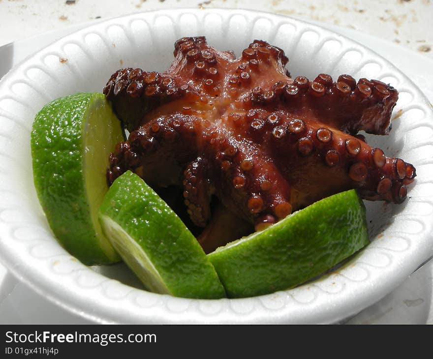 Grilled Octopus on a plate, close-up