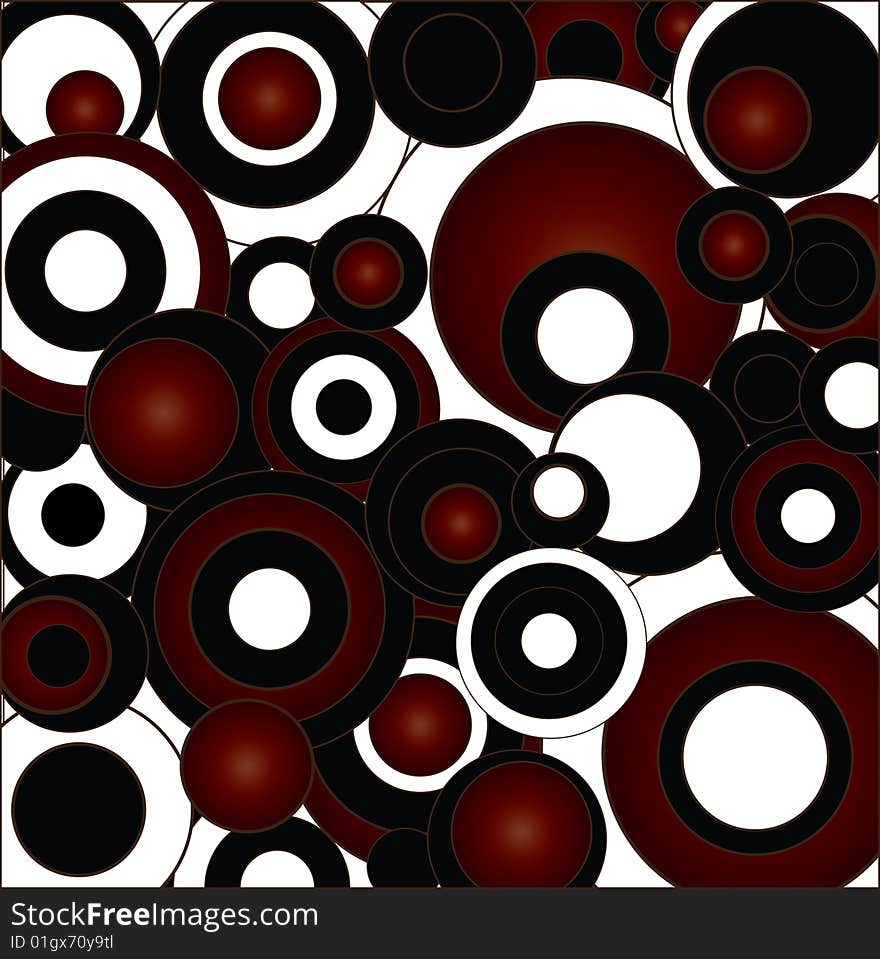 Red Black And White Psychedelic Circles