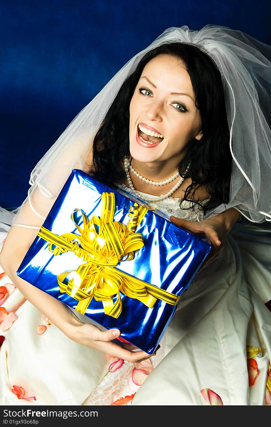 Young bride with a present