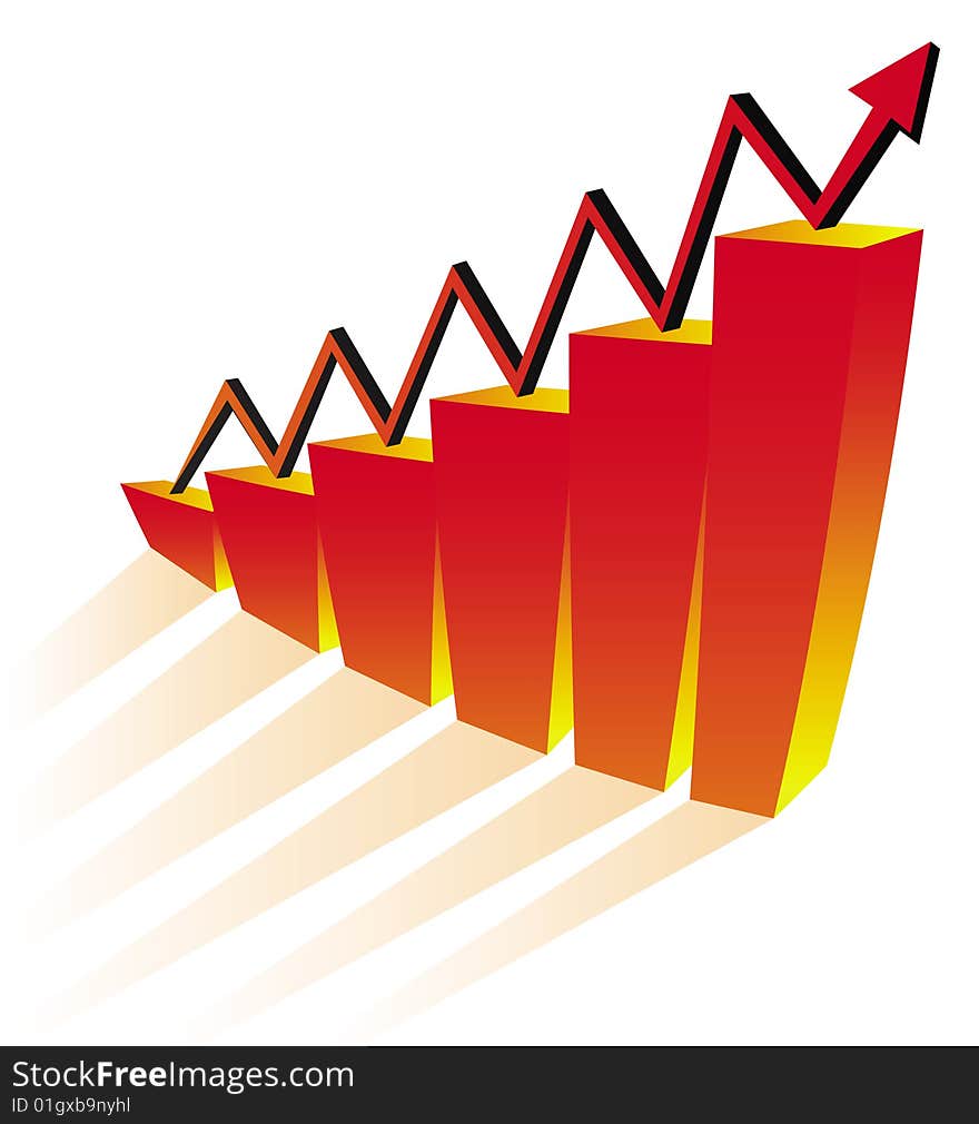 Vector illustration of a three dimensional business graph