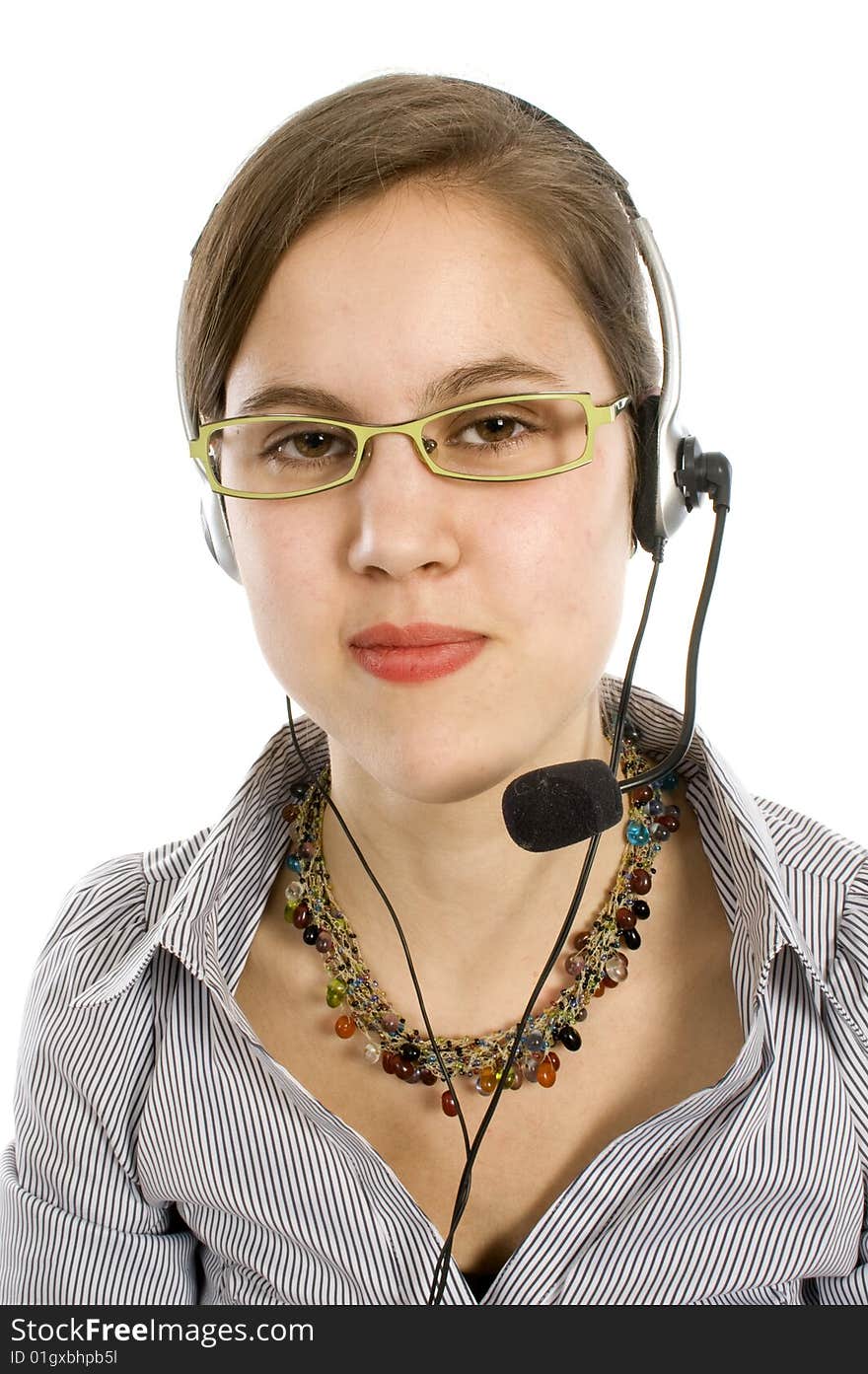 Young women with headset