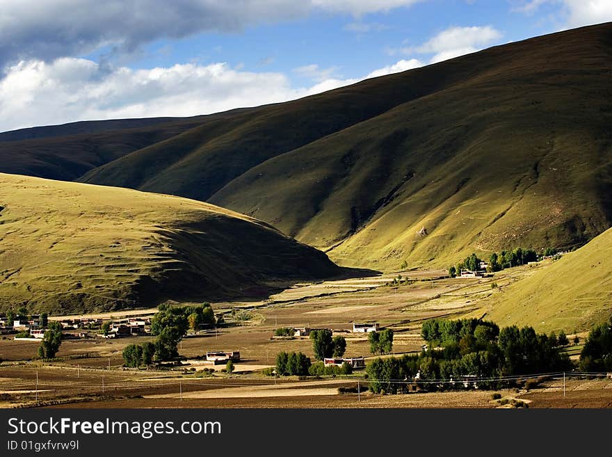 Day view of Bamei Village at Yunnan Province China