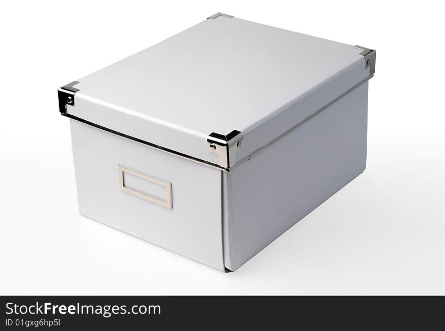 View of a White cardboard storage box with clipping path