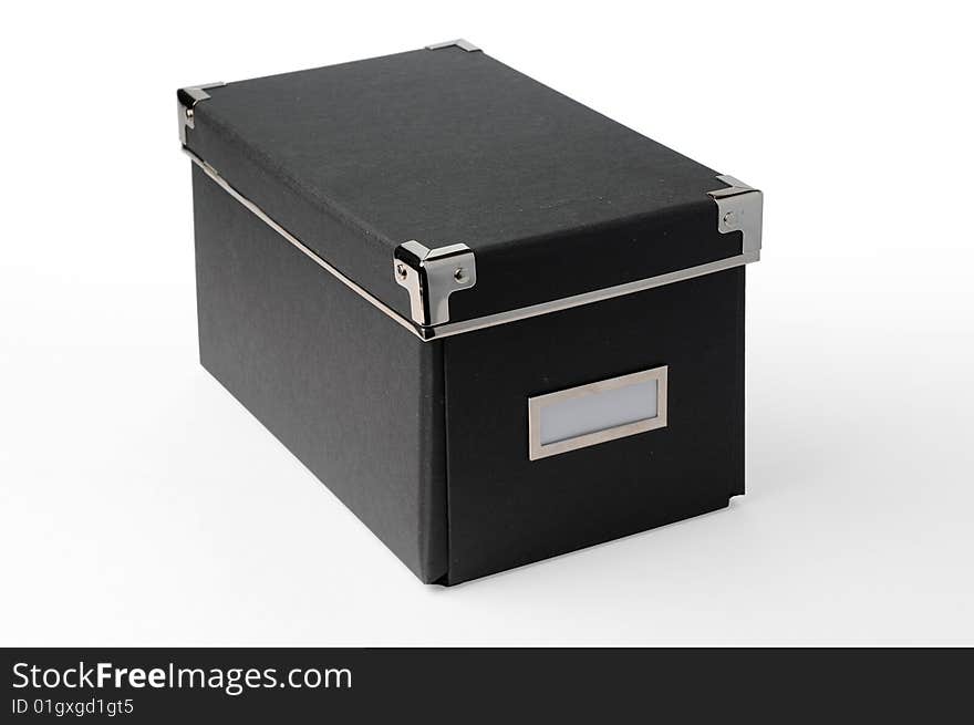 View of a Grey cardboard storage box with clipping path