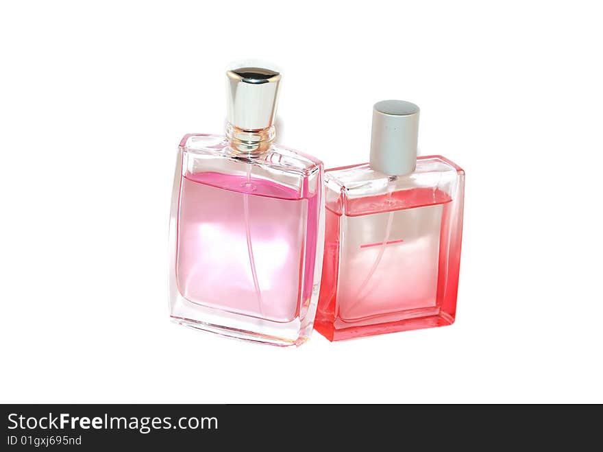 Perfume bottles isolated on white.