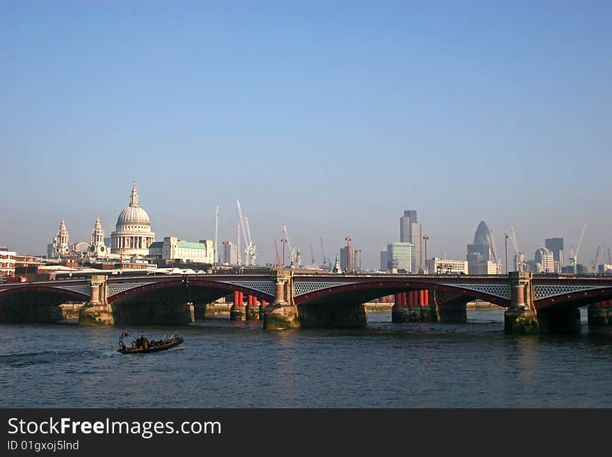 Blackfriars bridge to St Pauls cathedral. Blackfriars bridge to St Pauls cathedral