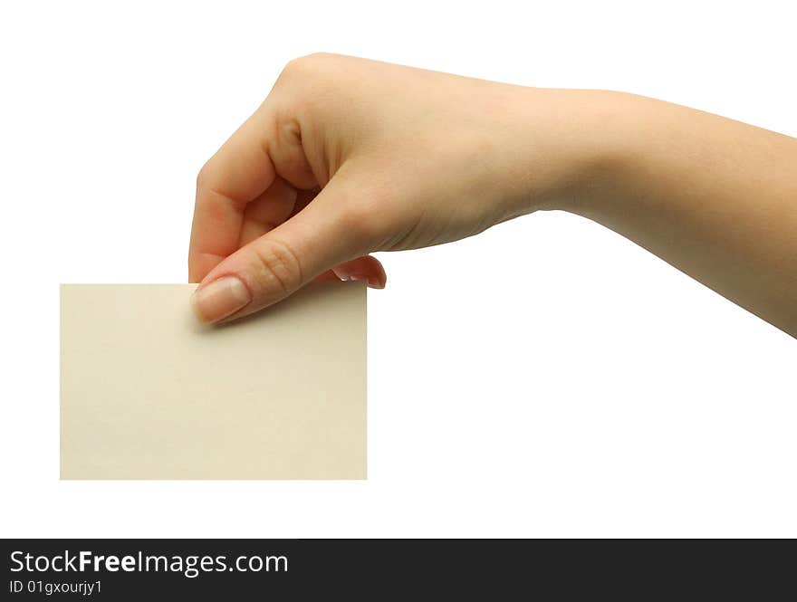 Card blank in a hand