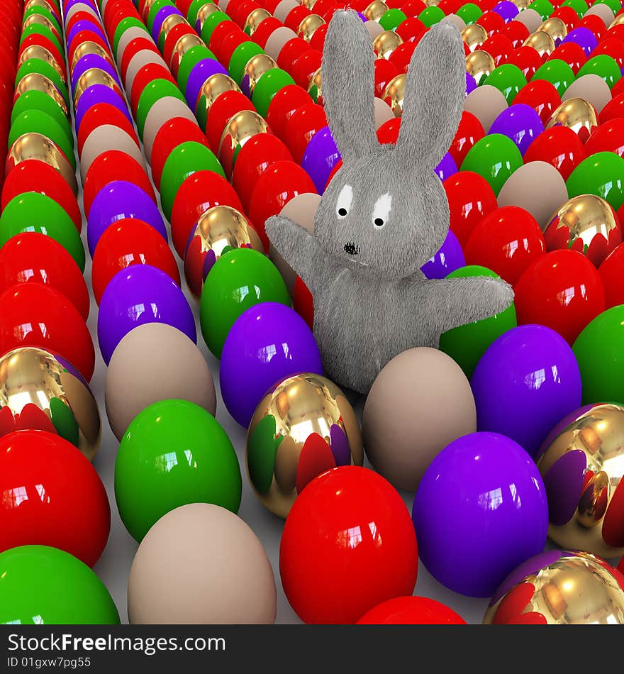 3d easter bunnies is among the eggs