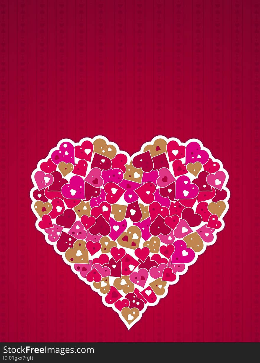 Lovely   big pink heart, vector illustration