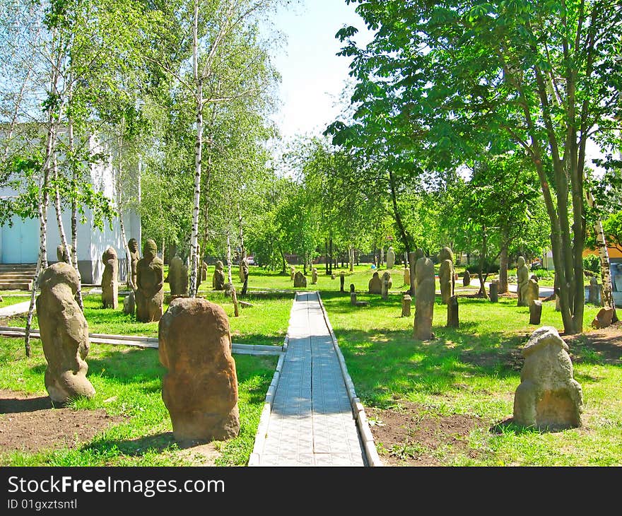 Stone idols of the ancient Slavs and Scythians (IX-XIII centuries). Stone sculpture park, Polovtsian steppe, Ukraine. Stone idols of the ancient Slavs and Scythians (IX-XIII centuries). Stone sculpture park, Polovtsian steppe, Ukraine.